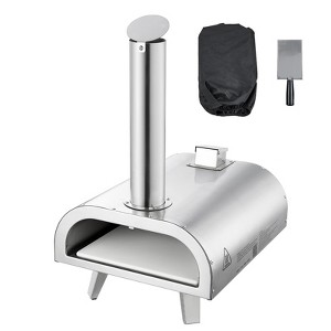 VEVOR Pizza Oven Outdoor, 12" Pellet Pizza Oven, Portable Pizza-Stove with Built-in Thermometer, Wood Fired Stainless Steel Pizza-Maker, Silver - 1 of 4