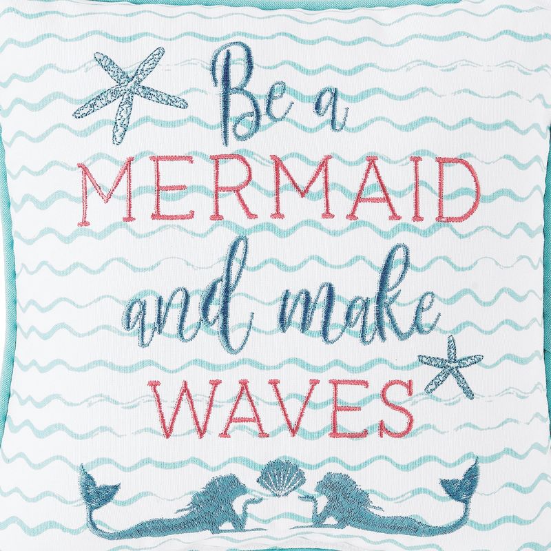 C&F Home 10" x 10" Make Waves Mermaid Embroidered Throw Pillow, 3 of 5