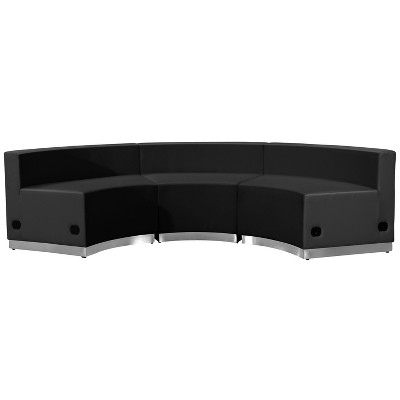 Elegant Black Faux Leather 3-Piece Reception Set with Metal Base