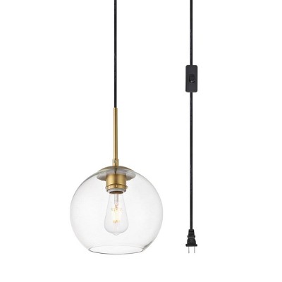 Cosmopolitan Gold Brass 8" Pendant with Clear Glass Shade