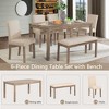 6-Piece Wooden Dining Table Set for 6, Kitchen Dining Table Set with 4 Upholstered Chairs and a Bench for Kitchen, Dining Room - 2 of 4
