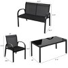 Tangkula 4PCS Black Furniture Set Chairs Coffee Table Patio Garden Brand New - 4 of 4