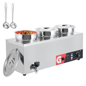 Commercial Soup Warmer, Electric Bain Marie – 600W/1000w 86~176°F Adjustable Temp with Reset Button, Silver for Restaurant & Buffet - 1 of 4