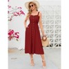 Women's Dress Casual Summer Spaghetti Strap Dress Button Down Sleeveless A Line Beach Swing Midi Sundress - 3 of 4