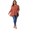 Agnes Orinda Women's Plus Size Babydoll V Neck Long Sleeve Winter Casual Button Half Placket Blouse - 3 of 4