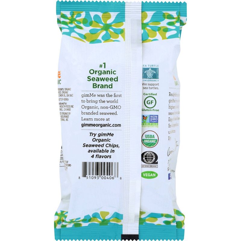 GimMe Organic Sea Salt Roasted Seaweed Snacks - 0.35oz/12pk, 2 of 4