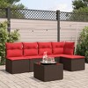 vidaXL 6 Piece Patio Sofa Set with Cushions - Brown and Red With Table - 2 of 4