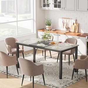 63" Wooden Dining Table for 4-6, Rectangular Kitchen Table with Black Metal Legs, Waterproof & Scratch-Resistant Surface, Industrial Style - 1 of 4