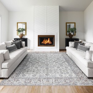 Emporia Traditional Distressed Machine Washable Non-Slip Flat Pile Easy Care Pet Friendly Indoor Area Rug Collection - 1 of 4