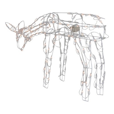 42" White Pre-lit Feeding Reindeer Outdoor Christmas Decoration