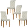 Tangkula 4PCS Upholstered Dining Chair High Back Armless Chair w/ Wooden Legs Beige - 2 of 4