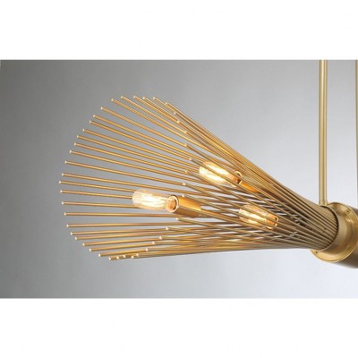 Burnished Brass 6-Light Linear Chandelier with Adjustable Height