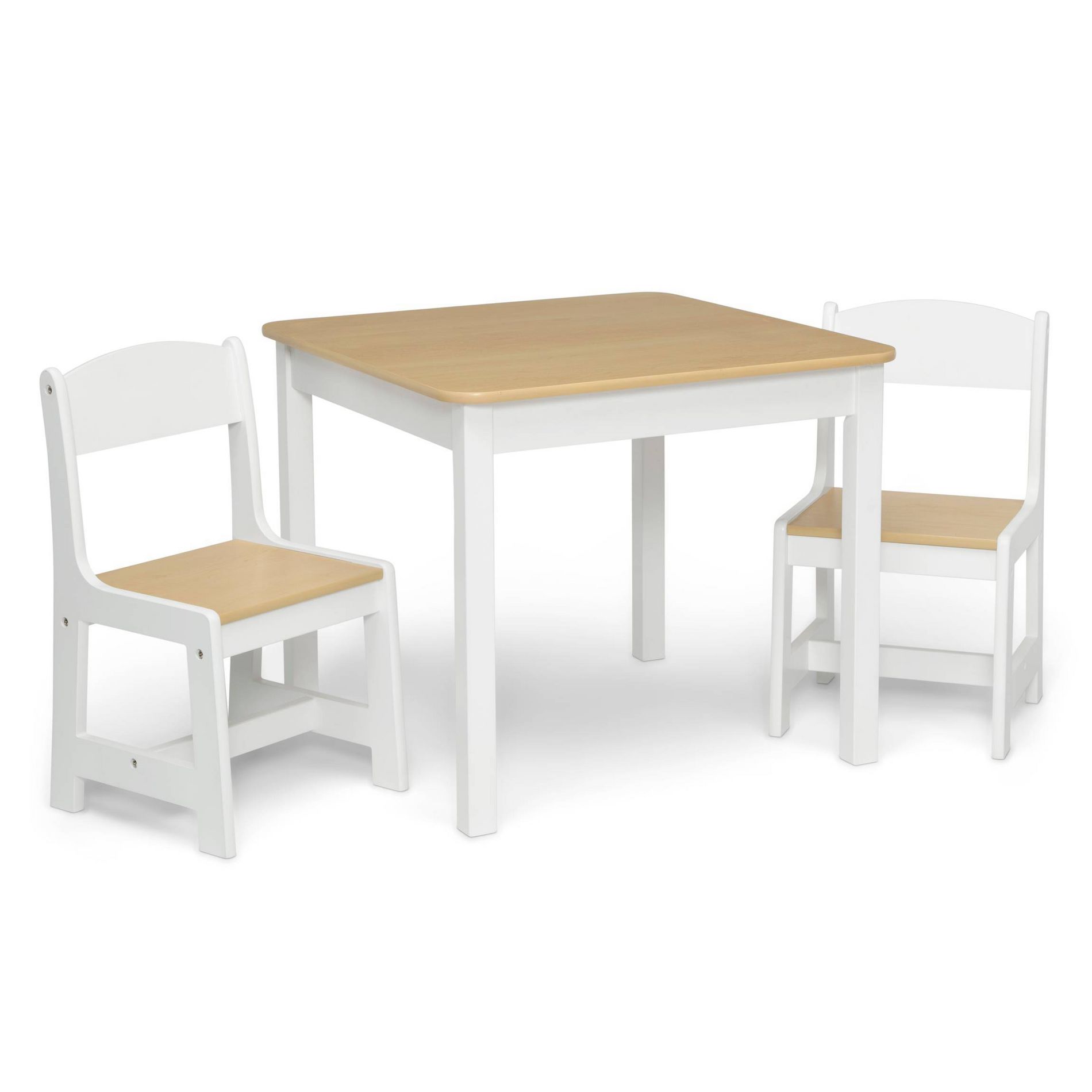 Delta Children MySize Kids' Wood Table and Chair Set (2 Chairs Included) - Bianca White/Natural