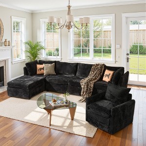 XIZZI Luxury Modular Sectional Sofa Couch, Oversized Cloud Couch for Living Room, Deep Seat Upholstered Sleeper Sofa Set w/ Optional Swivel Chairs - 1 of 4