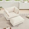 2 Piece Lazy Armrests Sofa Chairs,Chenille Fabric Upholstered Sectional Modular Sofa Chair,Sectional Modular Sofa With Ottoman-Coolbibila - 3 of 4