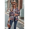 Coolmee Women's Plaid Shirts Long Sleeve Turn-Down Collar Button Down Tops Ruched Waisted Pleated Blouses with Pockets M Orange - 4 of 4
