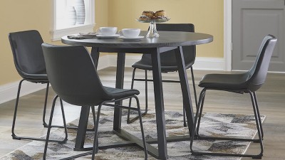 Centiar 42" Contemporary Industrial Black/Gray Round Dining Table