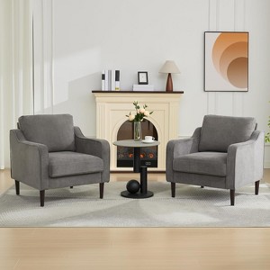 Coucheta 30" Linen Armchair - Modern Reading Chair Single Sofa with Wood Legs for Living Room & Bedroom - 1 of 4
