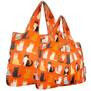 Wrapables Large & Small Foldable Tote Nylon Reusable Grocery Bags - 1 of 4