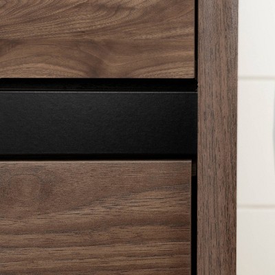 Natural Walnut and Matte Black 7-Drawer Double Dresser