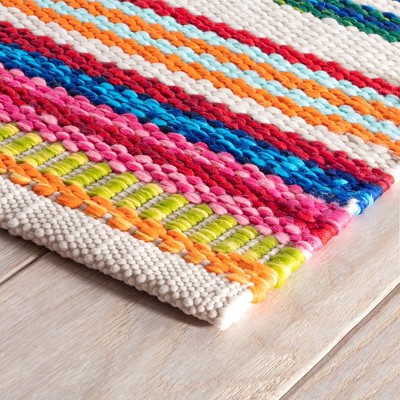 Bright Multicolor Stripe Handwoven Indoor/Outdoor Rug