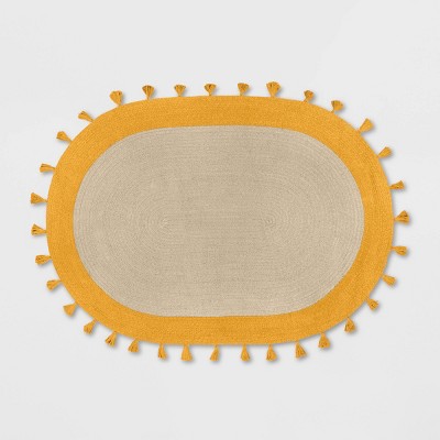 4'x6' Oval Braided Border Rug Yellow - Pillowfort™