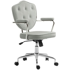 Kumasinova Home Office Chair with Padded Armrests,Computer Desk Chair with Button Tufted Velvet,Swivel Vanity Chair for Living Room,Bedroom - 1 of 4