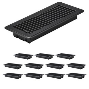 VEVOR 4x10In Floor Registers, 12Pack Vent Grilles, HAVC Heavy-Duty Walkable Iron Floor Vents, Easily Adjustable Rust-Proof Air Vents Deflector, Black - 1 of 4