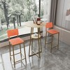 CIPACHO 3 Piece Bar Table and Chairs Set Gold Frame with Sponge Seat Cushions and Backrests Gold Beige Orange Cushions - 3 of 4