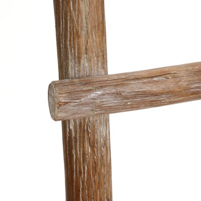 Natural Solid Wood 59-Inch 4-Rung Rustic Blanket Ladder