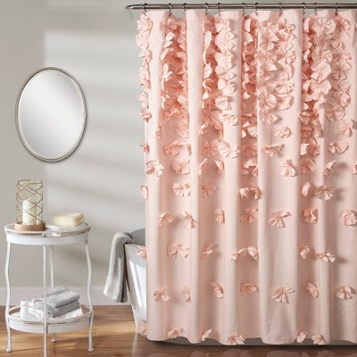 72"x72" Riley Shower Curtain Blush Pink - Lush Décor