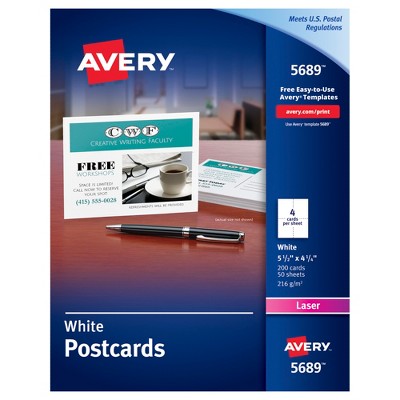 Avery Postcards For Laser Printers, 4-1/4 x 5-1/2 Inches, White, pk of 200