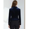 INSPIRE CHIC Women's 1 Button Lapel Collar Business Office Crop Suit Velvet Blazer - 4 of 4