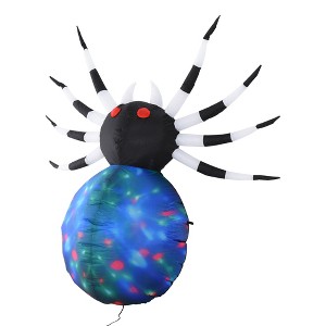 HOMCOM 5' Long Inflatable Halloween Multicolor Red-Eyed Spider, Inflatable LED Yard Display Indoor Outdoor for Garden, Lawn, Party, Holiday - 1 of 4