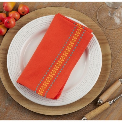 Tomato Cotton Dobby Border Table Napkins, Set of 4