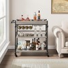 Bar Cart, 3 Tier Bar Cart with Wheels, Rolling Cart with Wine Rack and Glasses Holder - 3 of 4