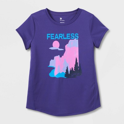 Girls' Short Sleeve 'Fearless' Graphic T-Shirt - All in Motion™ Dark Purple