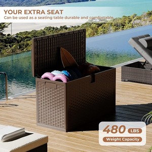 Resin Outdoor Storage Box,Waterproof Plastic Deck Box with Lockable Lid,Weather Resistant Outdoor Storage Container for Yard Porch Patio - 1 of 4