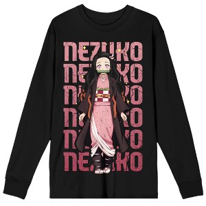 Demon Slayer Nezuko Character Adult Black Crew Neck Sweatshirt - 1 of 4