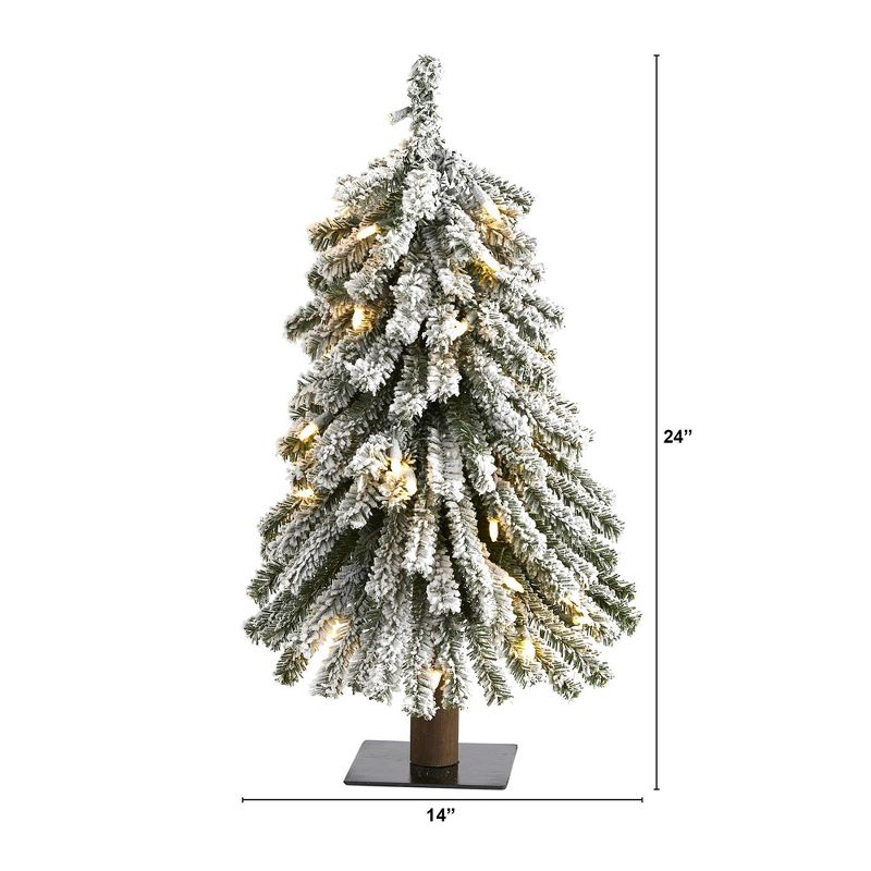 2ft Nearly Natural Pre-Lit Flocked Grand Alpine Artificial Christmas Tree Clear Lights, 3 of 8