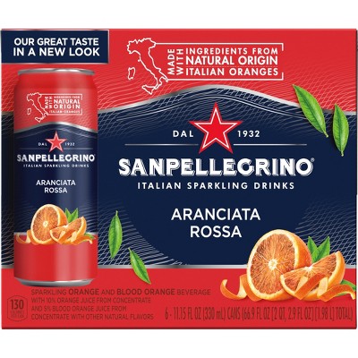 Sanpellegrino Blood Orange Italian Sparkling Beverage - 6pk/11.15 Fl Oz  Cans : Target