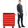 Rolling Tool Chest with Wheels, 5 Drawer Lockable Toolbox, Heavy Duty Steel Tool Cabinet with Key, Craftsman Storage Cart for Garage/Workshop, Red - 3 of 4