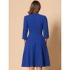 INSPIRE CHIC Women's 3/4 Sleeve Pleated Round Neck Pockets A-Line Swing Work Midi Dress - 3 of 4