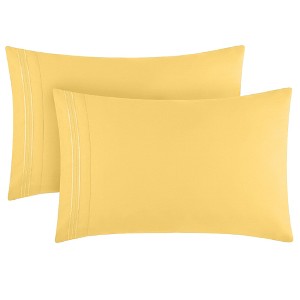 Mellanni 1800 Pillowcase Set 2 pc Set of 2 King Size Yellow - 1 of 4