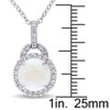 EVERLY JEWELRY | Sterling Silver 2 1/6ct TGW Opal and White Topaz Halo Charm Pendant with Chain, 18 inc - 2 of 4