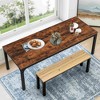 Lirago Rectangle Office Dining Table 78.7" Large Desktop Sturdy MDF Board Heavy Duty Iron Pipe Legs Industrial Style Brown - 3 of 4