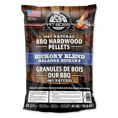 Pit Boss 55436 40 Pound Package BBQ Wood Pellets for Outdoor Pellet Grill, Hickory Flavor, for Pork, Poultry, Vegetables, and Beef