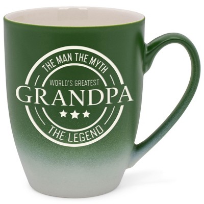 Elanze Designs World's Greatest Grandpa Two Toned Ombre Matte Green and White 12 ounce Ceramic Stoneware Coffee Cup Mug