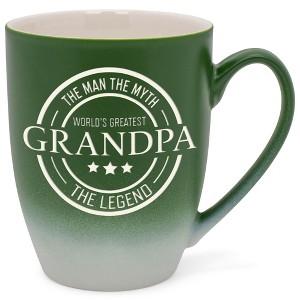 Elanze Designs World's Greatest Grandpa Two Toned Ombre Matte Green and White 12 ounce Ceramic Stoneware Coffee Cup Mug - 1 of 4