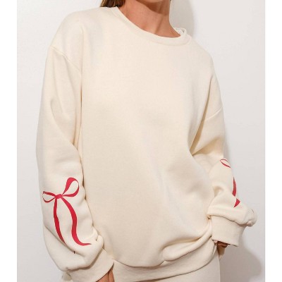 Women's Happily Yours Bow Sweatshirt - Pretty Garbage